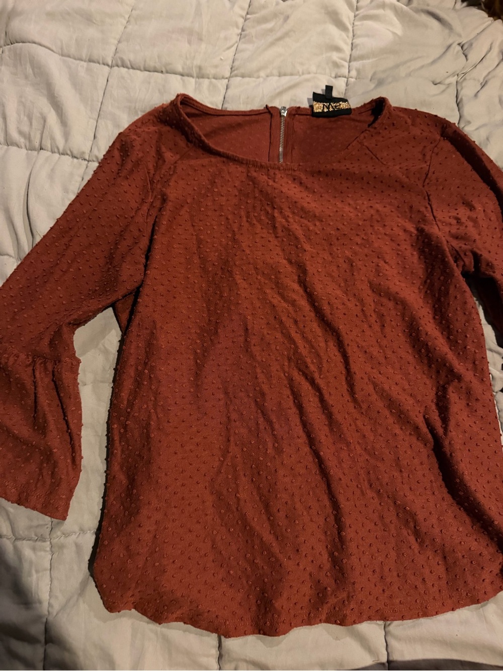 W5 Rust Textured Long Sleeve Top